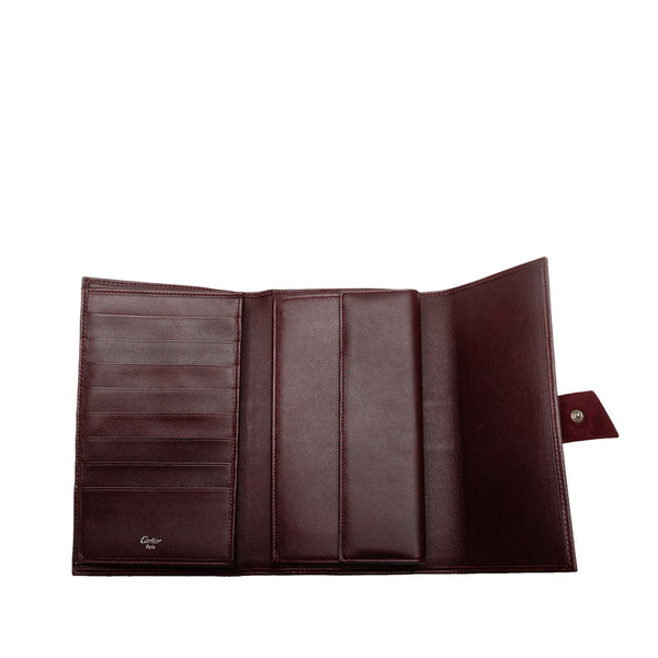 カルティエ トリニティ 長財布 ワインレッド エナメル レディース CARTIER 【中古】