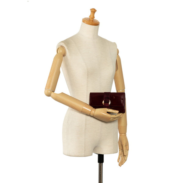 カルティエ トリニティ 長財布 ワインレッド エナメル レディース CARTIER 【中古】