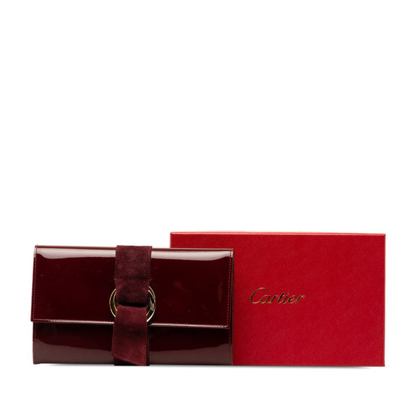 カルティエ トリニティ 長財布 ワインレッド エナメル レディース CARTIER 【中古】