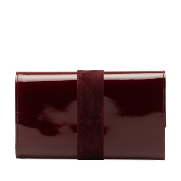 カルティエ トリニティ 長財布 ワインレッド エナメル レディース CARTIER 【中古】