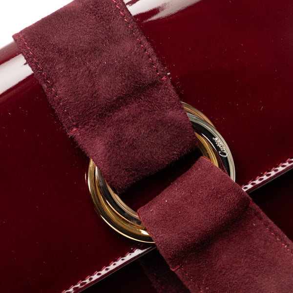 カルティエ トリニティ 長財布 ワインレッド エナメル レディース CARTIER 【中古】