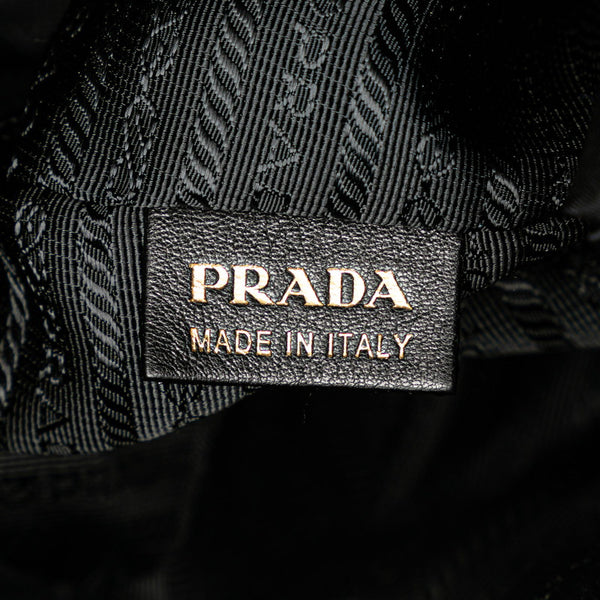 プラダ リボン パイソン モチーフ ハンドバッグ BR4206 ブラック ベージュ ナイロン レザー レディース PRADA 【中古】
