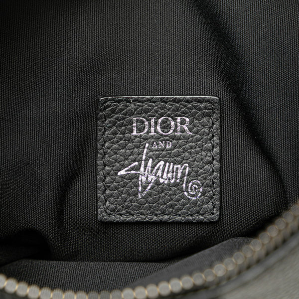 ディオール × ステューシー ロゴ サドルバッグ ボディバッグ ブラック カーフレザー メンズ Dior 【中古】