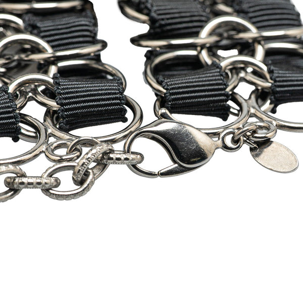 シャネル カメリア ブレスレット ブラック シルバー プラスチック メタル レディース CHANEL 【中古】