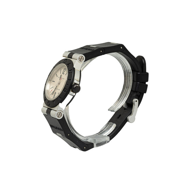 ブルガリ 腕時計 AL32TA  クオーツ ホワイト文字盤 アルミ ラバー メンズ BVLGARI 【中古】