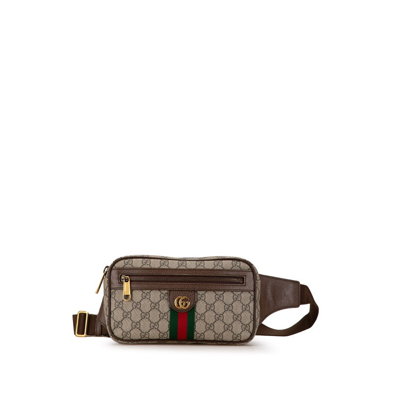 グッチ GGスプリーム オフィディア  ウエストバッグ ボディバッグ 574796 ベージュ ブラウン PVC レザー レディース GUCCI 【中古】