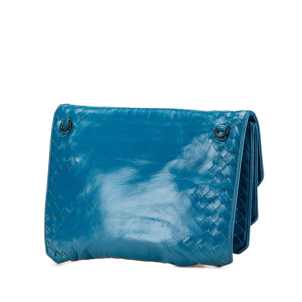 ボッテガヴェネタ イントレチャート ショルダーバッグ ブルー レザー レディース BOTTEGAVENETA 【中古】