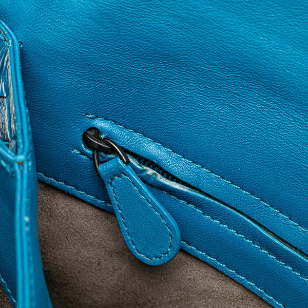 ボッテガヴェネタ イントレチャート ショルダーバッグ ブルー レザー レディース BOTTEGAVENETA 【中古】