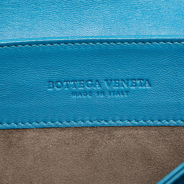 ボッテガヴェネタ イントレチャート ショルダーバッグ ブルー レザー レディース BOTTEGAVENETA 【中古】