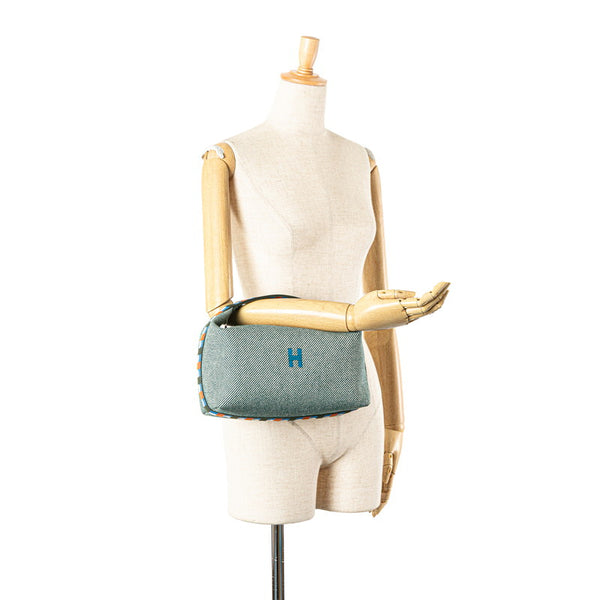 エルメス ブリッド ア ブラック オ カレ GM ハンドバッグ ヴェールフォレ グリーン トワルアッシュ レディース HERMES 【中古】