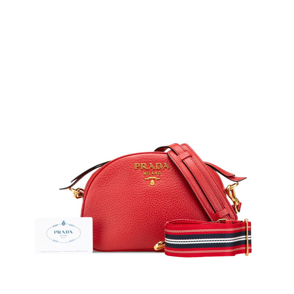 プラダ ショルダーバッグ 1BH130 レッド レザー レディース PRADA 【中古】