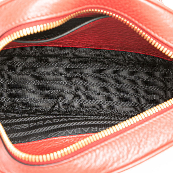 プラダ ショルダーバッグ 1BH130 レッド レザー レディース PRADA 【中古】