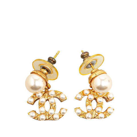 シャネル ココマーク マトラッセ パール ピアス ゴールド メッキ レディース CHANEL 【中古】