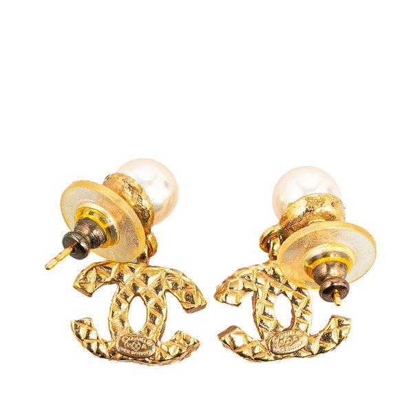 シャネル ココマーク マトラッセ パール ピアス ゴールド メッキ レディース CHANEL 【中古】