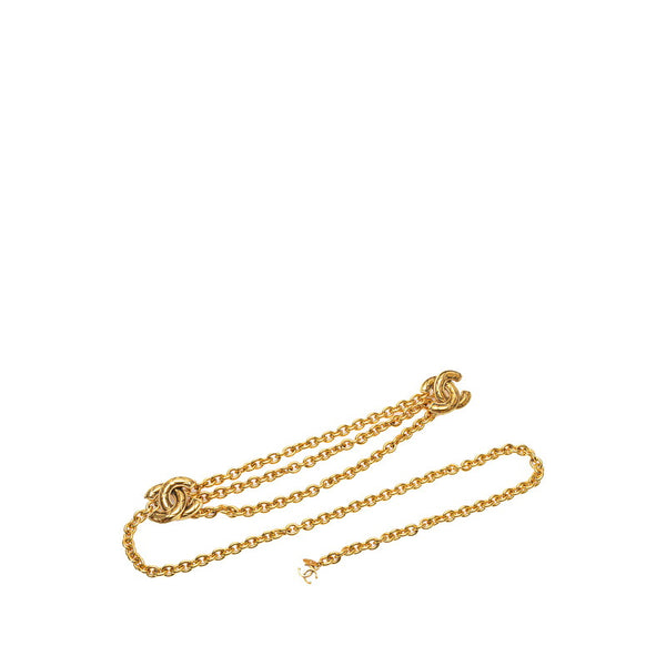 シャネル ヴィンテージ マトラッセ ココマーク 3連 チェーン ベルト ゴールド メッキ レディース CHANEL 【中古】
