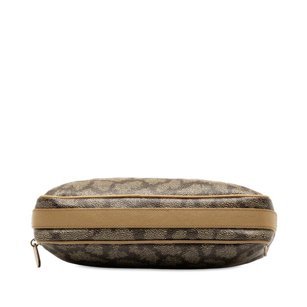 サンローラン ヴィンテージ YSLロゴ ジラフ セカンドバッグ クラッチバッグ ポーチ グレー ベージュ PVC レザー レディース SAINT LAURENT 【中古】