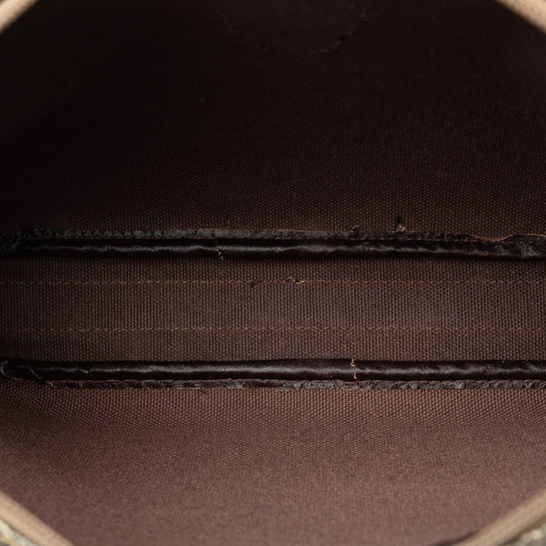 サンローラン ヴィンテージ YSLロゴ ジラフ セカンドバッグ クラッチバッグ ポーチ グレー ベージュ PVC レザー レディース SAINT LAURENT 【中古】