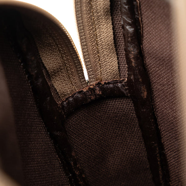 サンローラン ヴィンテージ YSLロゴ ジラフ セカンドバッグ クラッチバッグ ポーチ グレー ベージュ PVC レザー レディース SAINT LAURENT 【中古】