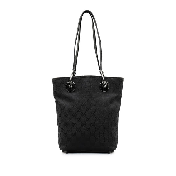 グッチ GGキャンバス トートバッグ 120840 ブラック キャンバス レザー レディース GUCCI 【中古】