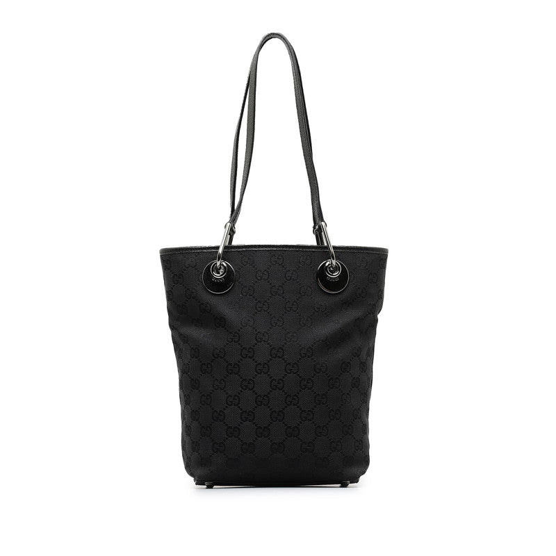 グッチ GGキャンバス トートバッグ 120840 ブラック キャンバス レザー レディース GUCCI 【中古】