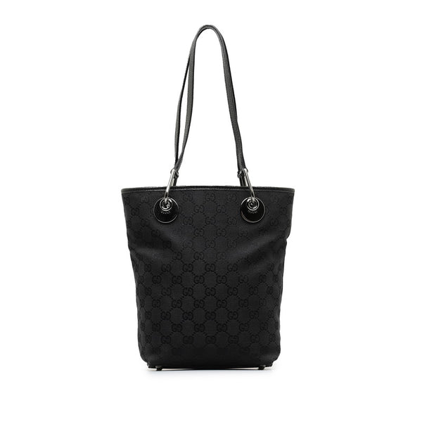 グッチ GGキャンバス トートバッグ 120840 ブラック キャンバス レザー レディース GUCCI 【中古】