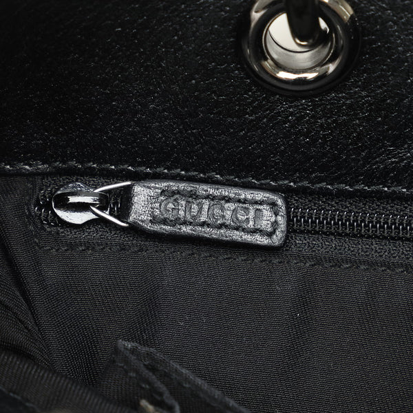 グッチ GGキャンバス トートバッグ 120840 ブラック キャンバス レザー レディース GUCCI 【中古】