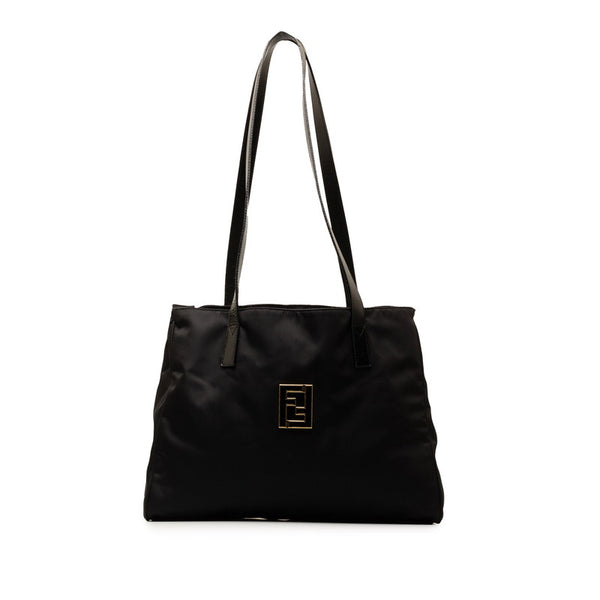 フェンディ FFロゴ金具 ハンドバッグ 15321 ブラック ナイロン レザー レディース FENDI 【中古】