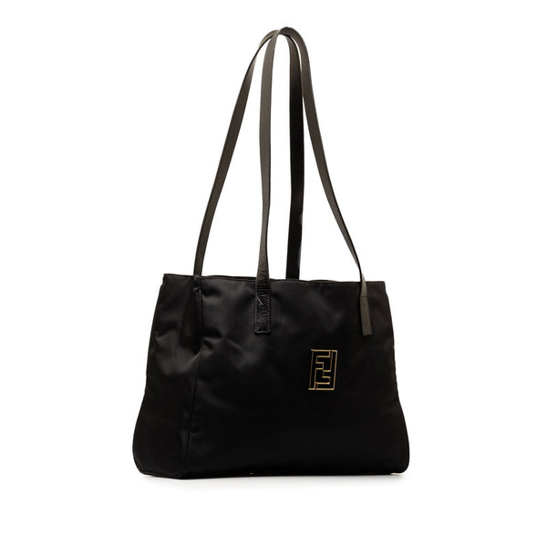 フェンディ FFロゴ金具 ハンドバッグ 15321 ブラック ナイロン レザー レディース FENDI 【中古】