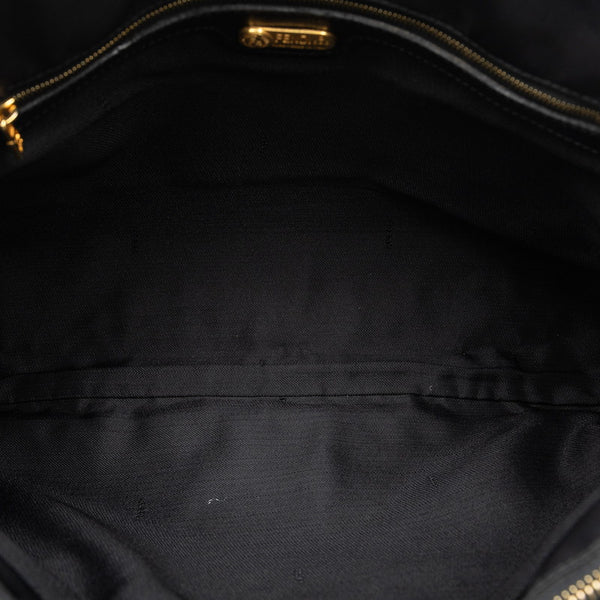 フェンディ FFロゴ金具 ハンドバッグ 15321 ブラック ナイロン レザー レディース FENDI 【中古】