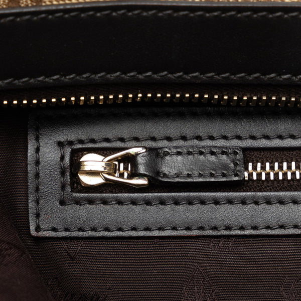 グッチ GGキャンバス シェリーライン ハンドバッグ トートバッグ 232968 ベージュ ブラウン キャンバス レザー レディース GUCCI 【中古】