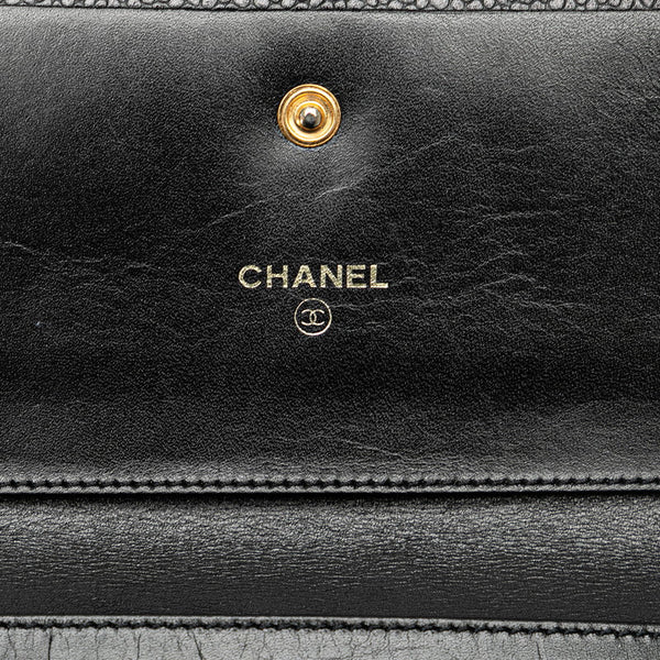 シャネル ココマーク 三つ折り財布 ブラック キャビアスキン レディース CHANEL 【中古】