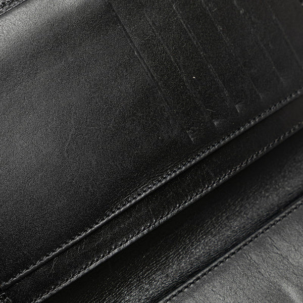 シャネル ココマーク 三つ折り財布 ブラック キャビアスキン レディース CHANEL 【中古】