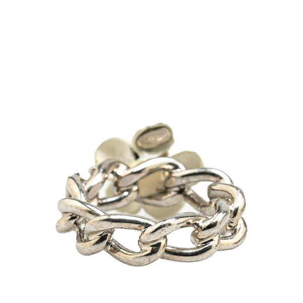 シャネル カメリア ココマーク チェーン  リング 指輪 シルバー ホワイト メタル レディース CHANEL 【中古】