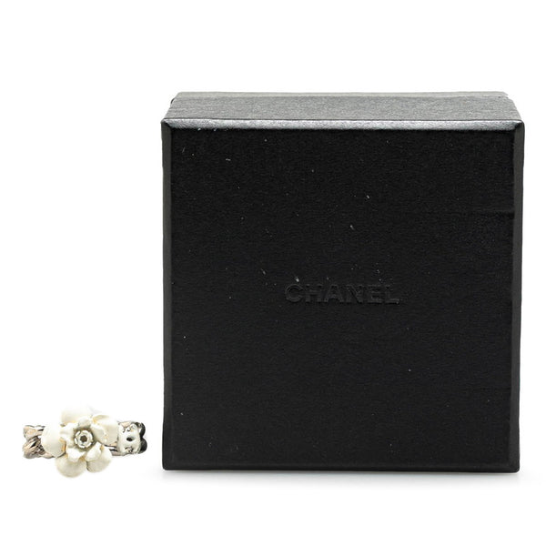 シャネル カメリア ココマーク チェーン  リング 指輪 シルバー ホワイト メタル レディース CHANEL 【中古】