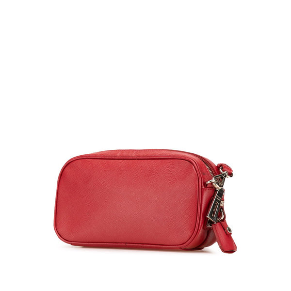 プラダ バックル 斜め掛け ショルダーバッグ  レッド サフィアーノレザー レディース PRADA 【中古】