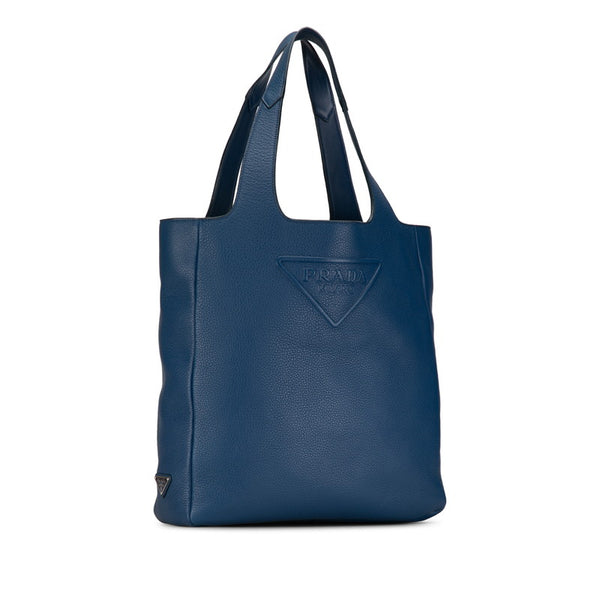 プラダ 三角ロゴ ヴィッテロダイノ トートバッグ ショルダーバッグ 2VG092 ブルー レザー レディース PRADA 【中古】