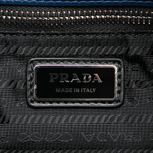 プラダ 三角ロゴ ヴィッテロダイノ トートバッグ ショルダーバッグ 2VG092 ブルー レザー レディース PRADA 【中古】
