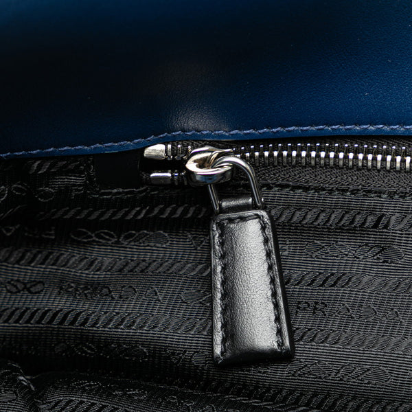 プラダ 三角ロゴ ヴィッテロダイノ トートバッグ ショルダーバッグ 2VG092 ブルー レザー レディース PRADA 【中古】
