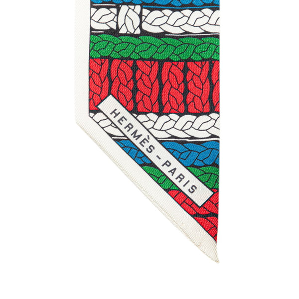 エルメス ツイリー Tresses H トレスH スカーフ ホワイト マルチカラー シルク レディース HERMES 【中古】
