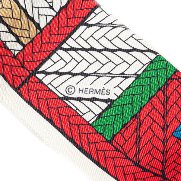エルメス ツイリー Tresses H トレスH スカーフ ホワイト マルチカラー シルク レディース HERMES 【中古】