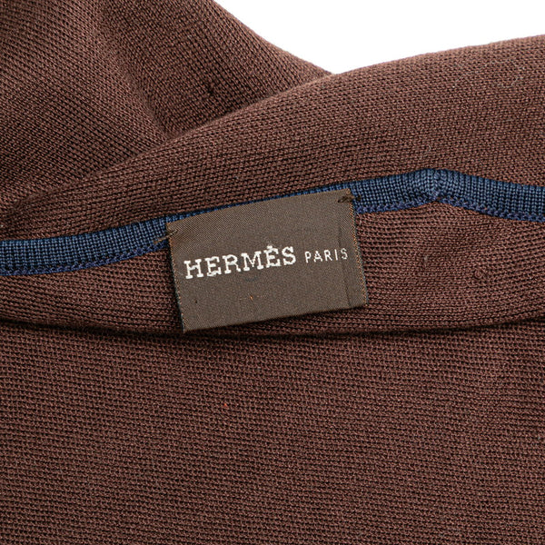 エルメス ロサンジュ スカーフ ストール ブラウン ネイビー コットン レディース HERMES 【中古】