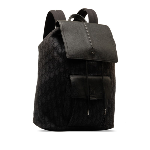ディオール オブリーク リュック バックパック ブラック キャンバス レザー レディース Dior 【中古】