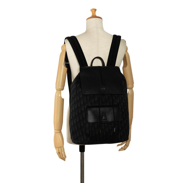 ディオール オブリーク リュック バックパック ブラック キャンバス レザー レディース Dior 【中古】
