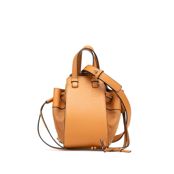 ロエベ ハンモック ドローストリングバッグ ミニ ハンドバッグ ショルダーバッグ 2WAY ブラウン レザー レディース LOEWE 【中古】