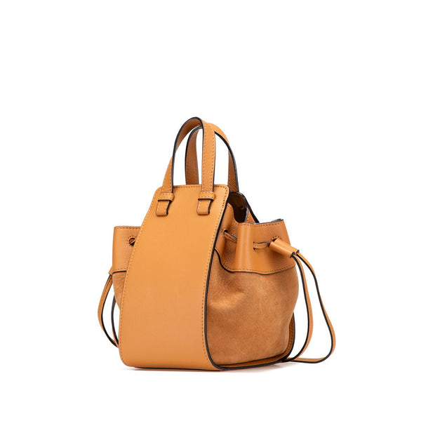 ロエベ ハンモック ドローストリングバッグ ミニ ハンドバッグ ショルダーバッグ 2WAY ブラウン レザー レディース LOEWE 【中古】