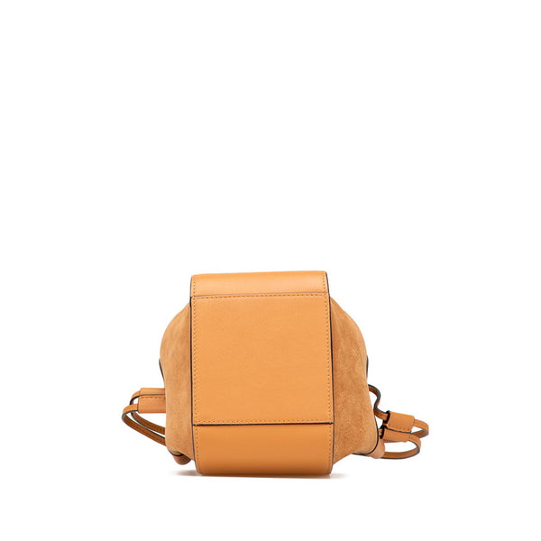 ロエベ ハンモック ドローストリングバッグ ミニ ハンドバッグ ショルダーバッグ 2WAY ブラウン レザー レディース LOEWE 【中古】