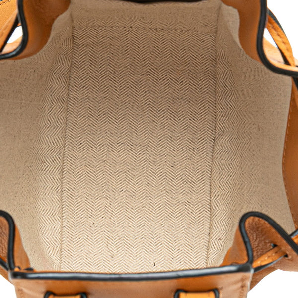ロエベ ハンモック ドローストリングバッグ ミニ ハンドバッグ ショルダーバッグ 2WAY ブラウン レザー レディース LOEWE 【中古】