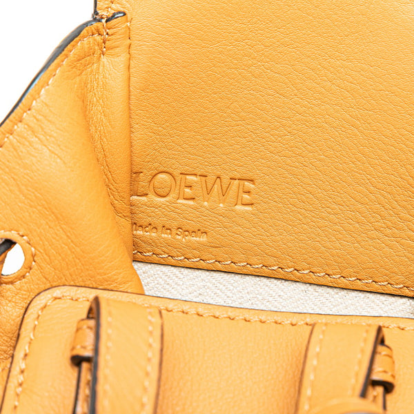 ロエベ ハンモック ドローストリングバッグ ミニ ハンドバッグ ショルダーバッグ 2WAY ブラウン レザー レディース LOEWE 【中古】
