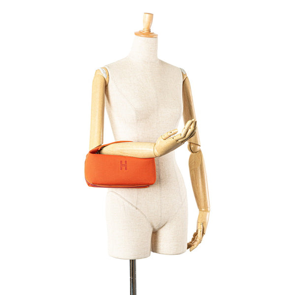 エルメス ブリッド ア ブラックPM ハンドバッグ ポーチ オレンジ コットン レディース HERMES 【中古】