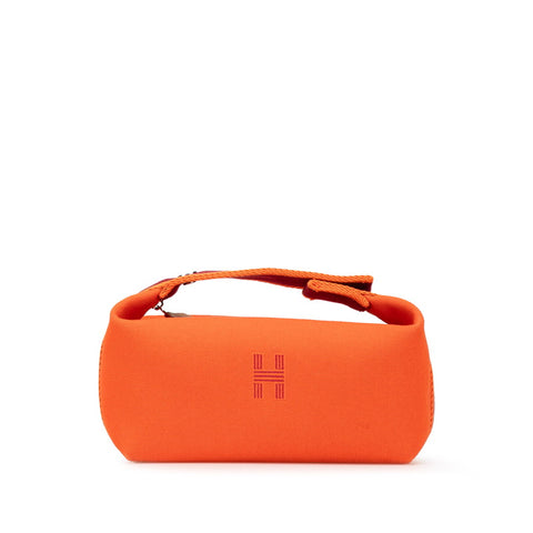 エルメス ブリッド ア ブラックPM ハンドバッグ ポーチ オレンジ コットン レディース HERMES 【中古】